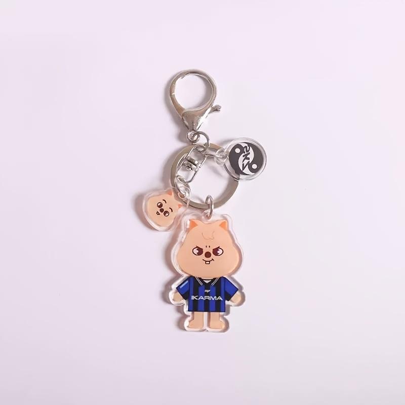 2D Flat SK Theme Keychain, Double-Sided High-Definition Acrylic Key Ring, Composed of 3 High-Quality Pendants, Fashion Bag Charm