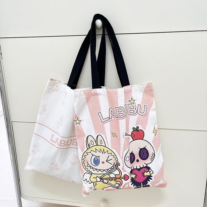 Cartoon Canvas Bag Girl Cute Hand Canvas Bag Going Out Versatile Hand Satchel Tote Bag