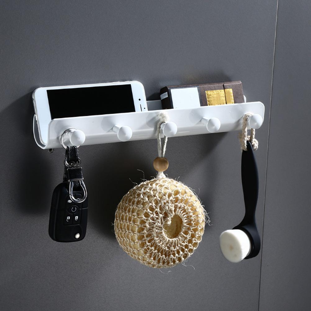 U Shaped Household Bathroom Wall Mounted Hook Aluminum Towel Clothes Storage Hanging 5 Hooks Rack