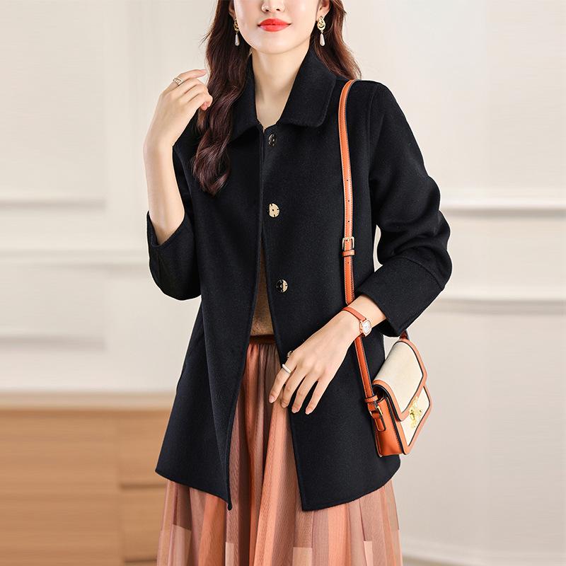 

2025 Осень/Зима Корейский Стиль Питти Двустороннее Шерстяное Пальто - Универсальная Короткая Верхняя Одежда для Женщин M (106-115 jin)