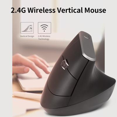2.4G Wireless Optical Mouse Vertical Mouse 6 Keys Ergonomic Mice with 3-gear Adjustable DPI for PC