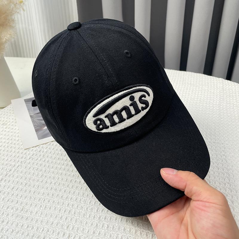 Peaked Hat Red Baseball Cap Amis Letter Pattern Soft Top Adjustable Breathable