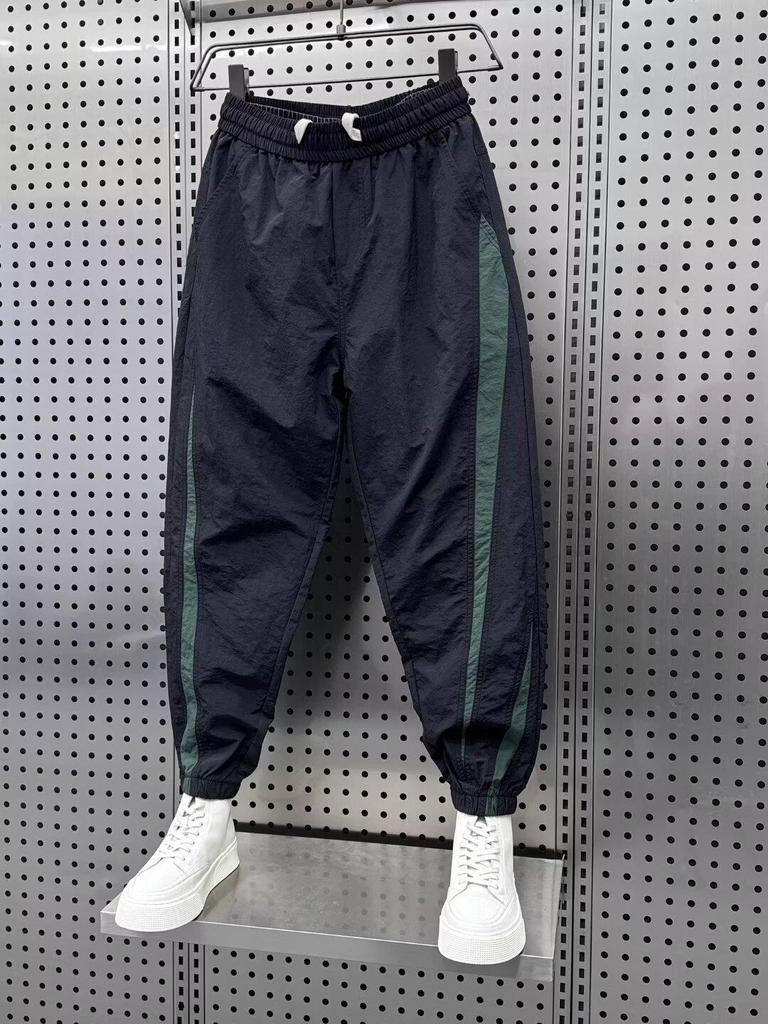 2024 Men's Spring/Autumn Loose Harem Pants with Elastic Waist and Contrast Cuffs