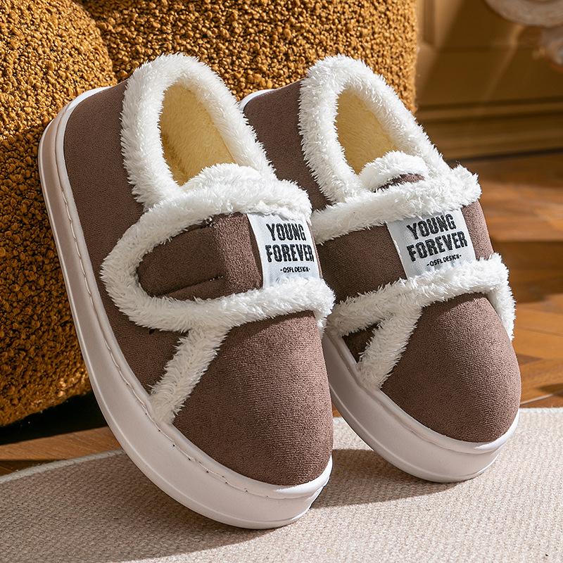 2025 New Cotton Slippers Winter Indoor Home Bag Heel Non-slip Warm Plush Cotton Shoes