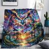Aurora Sky Gorilla Unicorn OwlPrint Flannel Blanket,High quality Comfortable for All Seasons,Home Decor,Warmth and Comfort,Perfect for Christmas Gifts