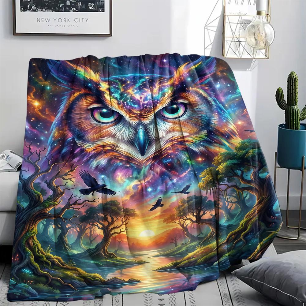 Aurora Sky Gorilla Unicorn OwlPrint Flannel Blanket,High quality Comfortable for All Seasons,Home Decor,Warmth and Comfort,Perfect for Christmas Gifts
