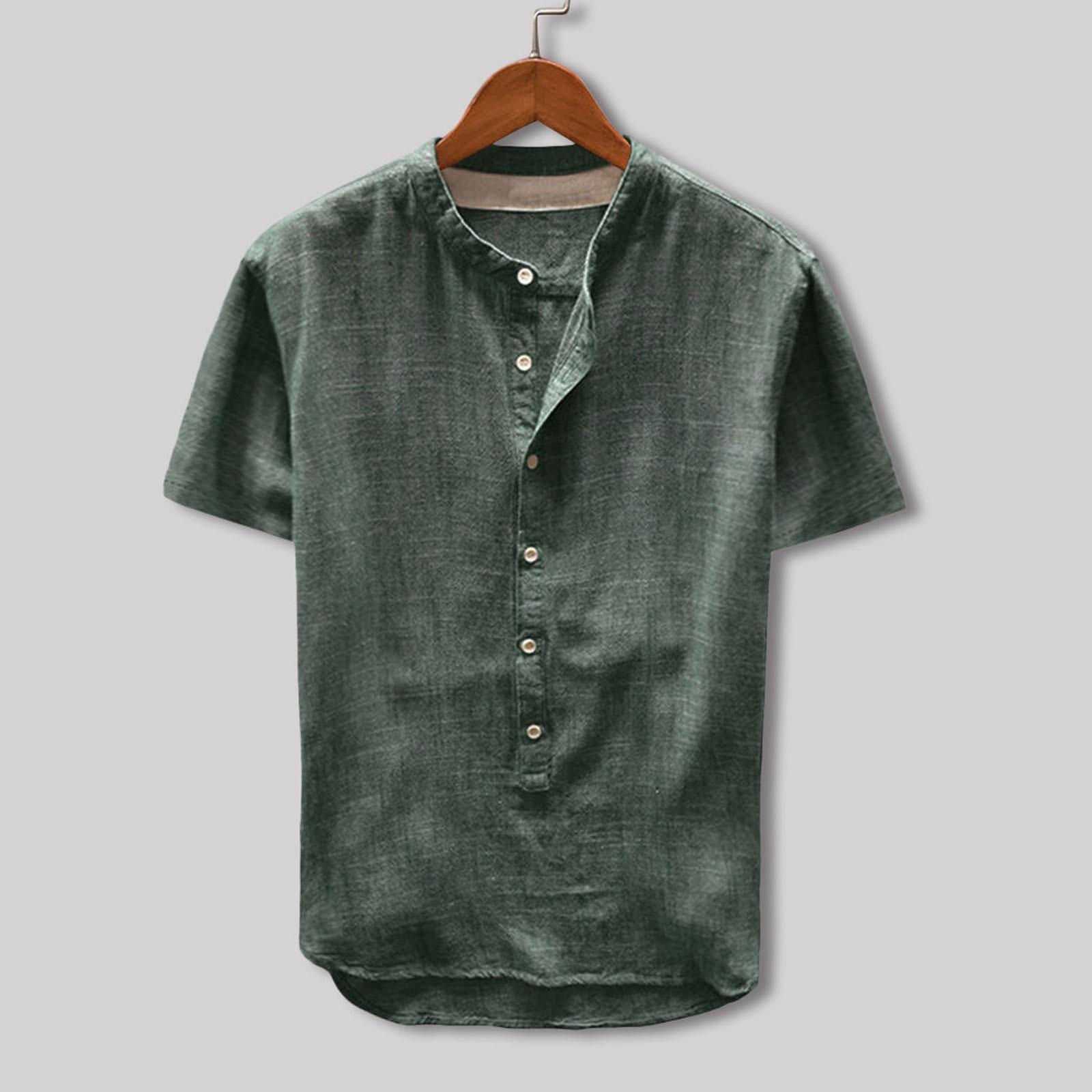 Designer Spring Summer Men s Casual Printed Long Sleeve Shirts Loose Stand Collar Shirts L зелёный