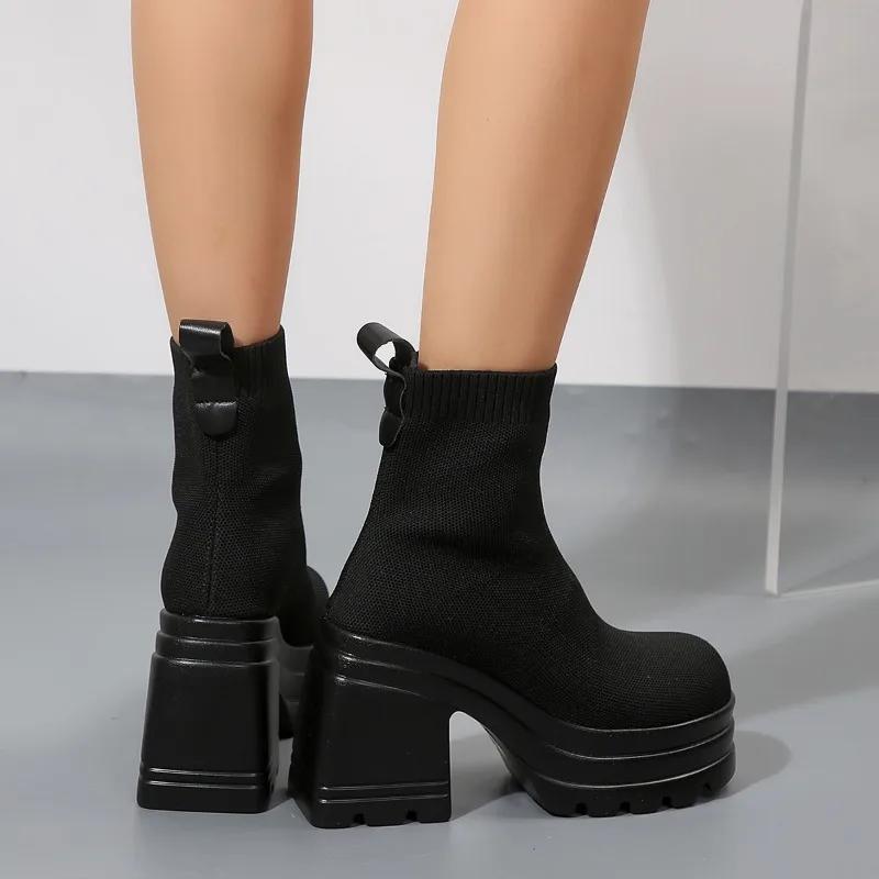 Ladies Shoes 2024 High Quality Slip-on Women's Boots Fashion Round Toe Modern Boots Women Hot Sale Plus Size Solid Ankle Boots