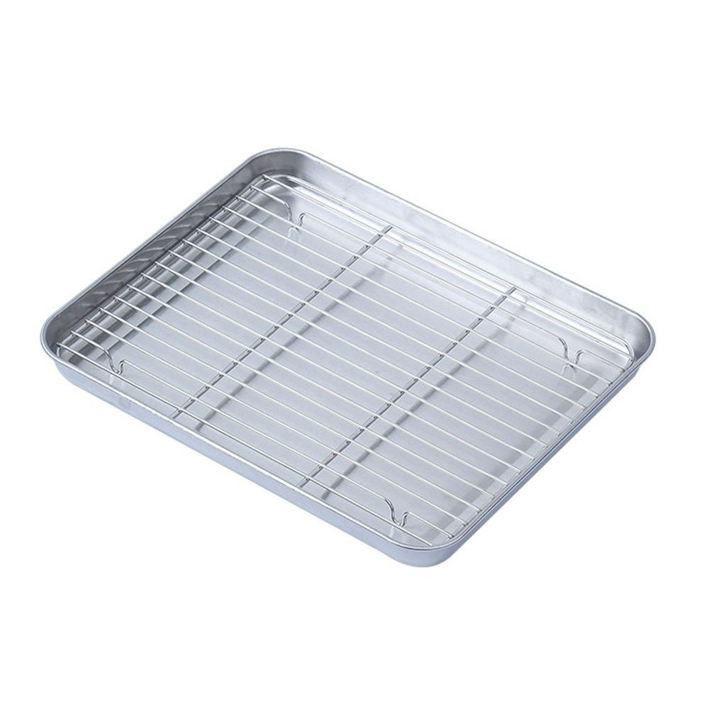 1Set Rustless Steel Flat Tray Polished Steamed Rice Plate Easy Clean BBQ Tray Dumpling Placing