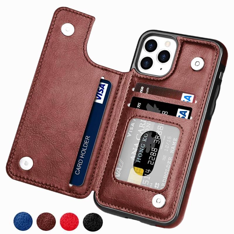 For Luxury Slim Fit Premium Leather Cover For iPhone 14 13 11 12 Pro XS Max XR X SE 6S 6 7 8 Plus Wallet Card Holder Slots Flip Case