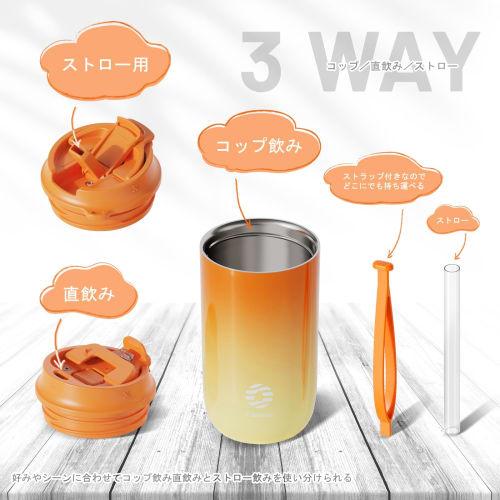 FJbottle 450ml Vacuum Insulated Mug Bottle with Strap, 2-Way Bottle, Direct Drinking, Straw, Cup Drinking, Keeps Water Hot or Cold, Easy To Clean, Wid