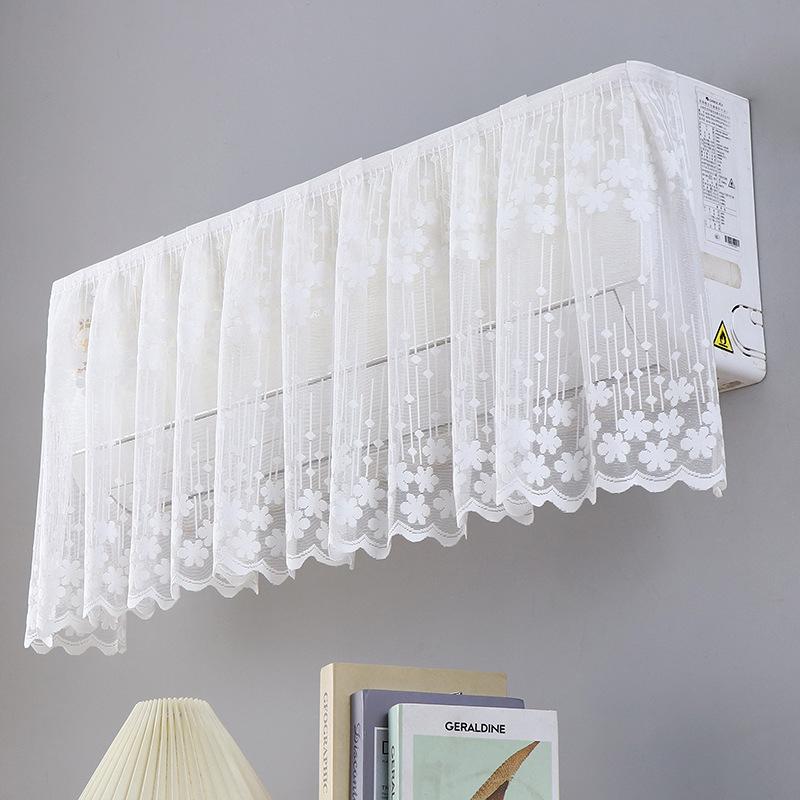 Elegant blondert brodert design Anti-direkte blåsing Klimaanleggtrekk Stoff Veggmontert Støvtett Etui Hjemmedekorasjon
