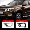 BAKUGO 2Pcs Car LED Daytime Running Light Turn Signal Light DRL Fog Lamp for Nissan Navara NP300 2015 2016 2017 2018 2019,White,