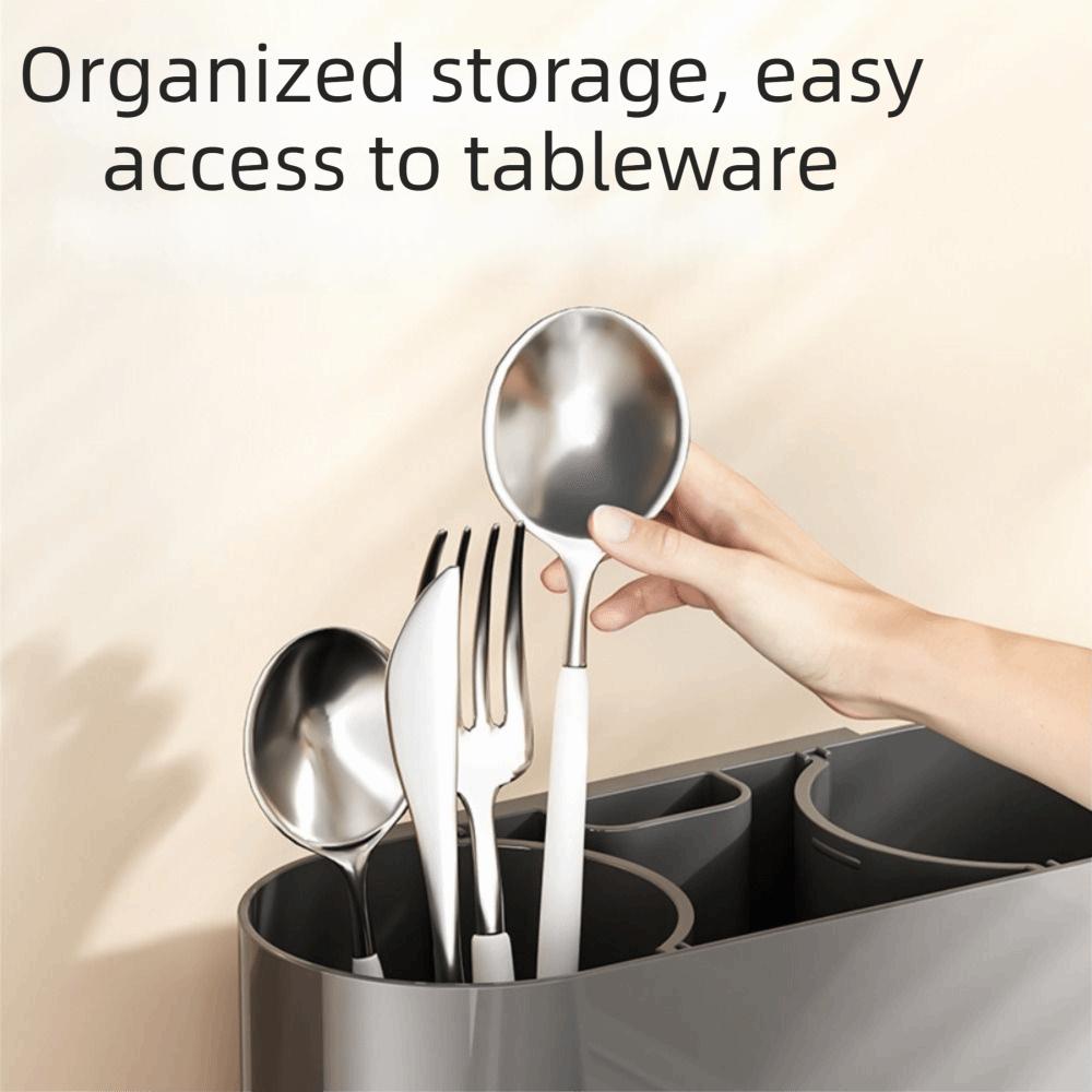 Drainage Cutlery Drain Rack with Water Tray Kitchen Utensil Holder Kitchen Utensil Organizer