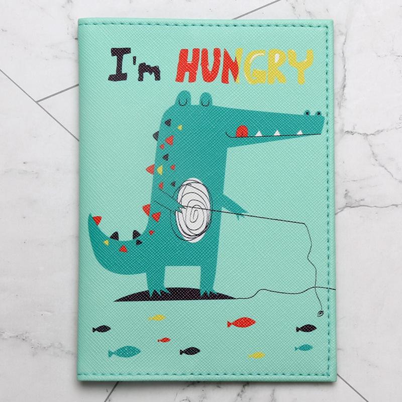 Cartoon Dinosaur Crocodile Passport Holder Faux Leather – Travel Organizer and Card Sleeve