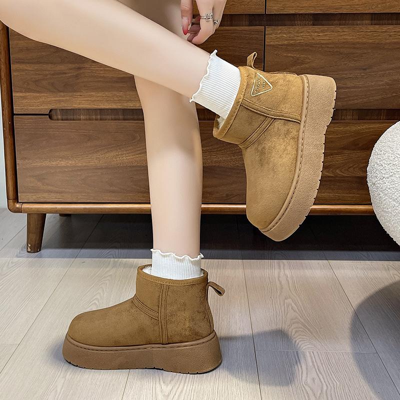 Winter Women Short Plush Warm Snow Boots Casual Shoes New Suede Fur Chelsea Ankle Boots Flats Platform Ladies Shoes Botas