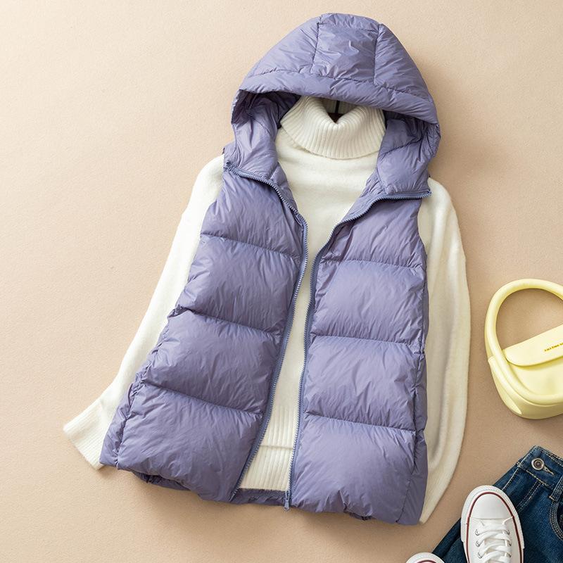 Kapuzen-Daunenweste Damen 2024 Herbst und Winter Neue Weste Daunenweste mit Kapuze Daunenweste Damenbekleidung Trend