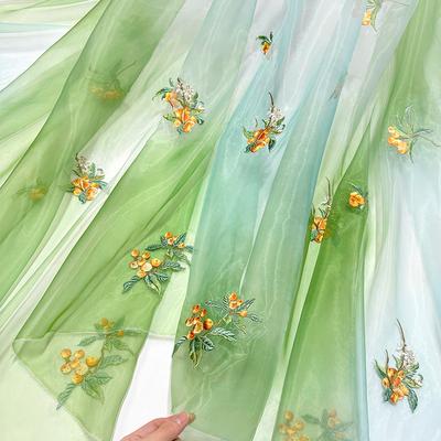 100*150cm Heavy Industry Embroidery Fabric Chinese Style Tulle Yarn Designer Fabric DIY Sewing Cheongsam Hanfu Dress Costume