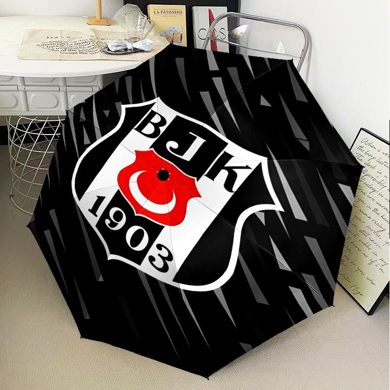 Sein?ikta? Istanbul Fußball Club Regenschirm Klappschirm, Automatikschirm 8-Speichen für Reisen, Campinggebrauch Geschenk für Halloween Weihnachten