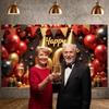 60th Birthday Backdrop Glitter Gold Finish Happy 60th Birthday Banner Birthday Photo Display Champagne Glass Elements