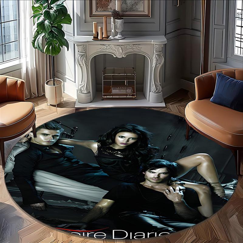 1pc The Vampire Diaries4 Print Round Carpet Chair Round Carpet Suitable for Bedroom Living Room Home Decorative Carpet
