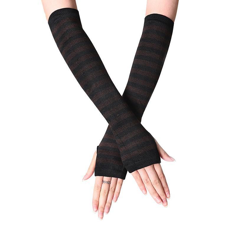 Korean Style Women's Long Fingerless Wool Gloves - Cute Half-Finger Design for Autumn and Winter