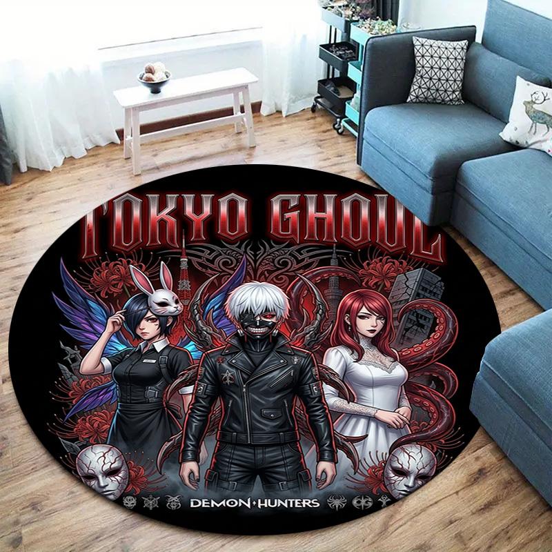 Tokyo Ghoul Okrągły Dywanik Dywan do Salonu Sypialni Sofy Pokoju Zabaw Dekoracja Antypoślizgowa Mata Podłogowa