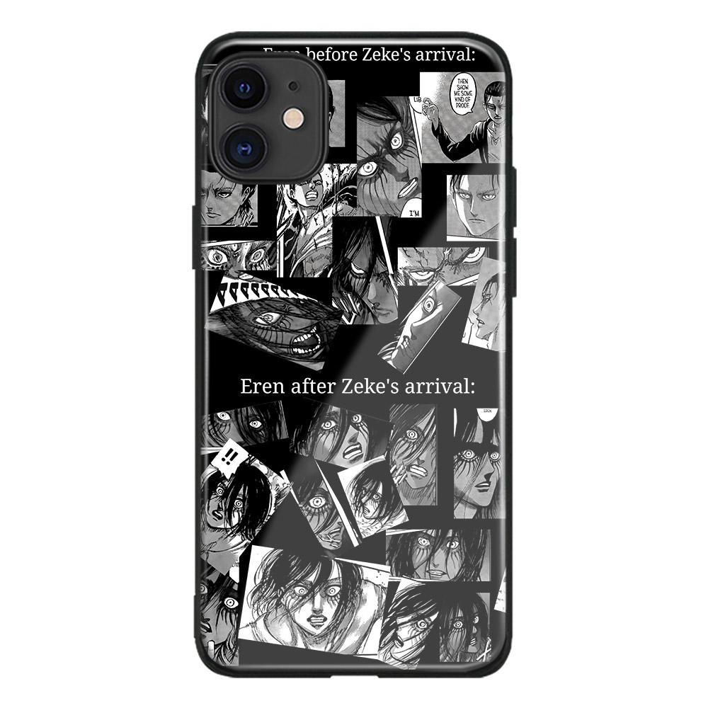 Shingeki no Kyojin Eren Yeager Glass Soft Silicone Phone Case Cover Shell  For iPhone SE 6 7 8 Plus X XR XS 11 12 13 Mini Pro Max Buy cheaply on Joom