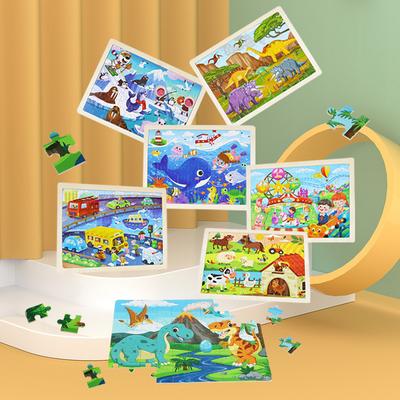 Wooden 60 Pieces Puzzle Children Animal Cartoon Fairy Tale Plane Puzzle Baby Early Education Puzzle Building Block Toy
