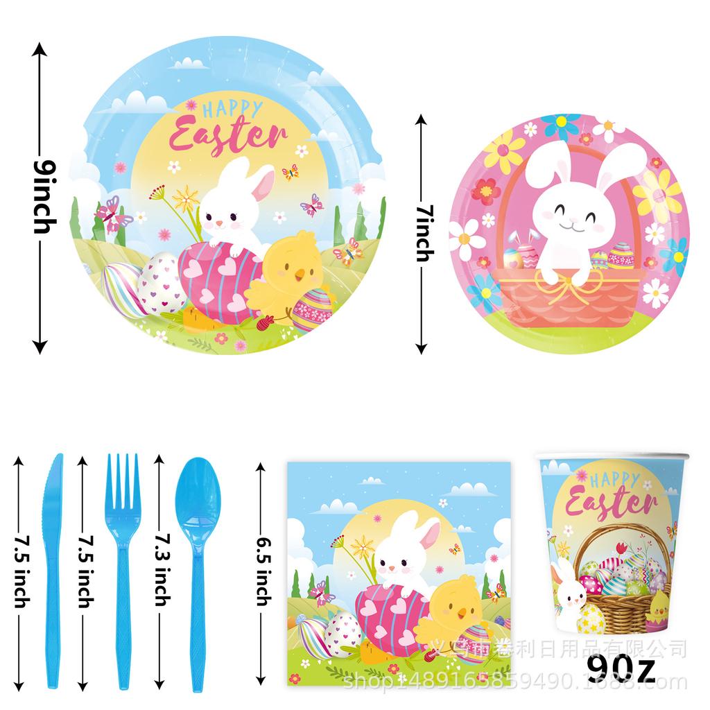 Easter Bunny Theme Party Supplies Easter Decoration Easter Party Banners Disposable Cutlery Arrangement