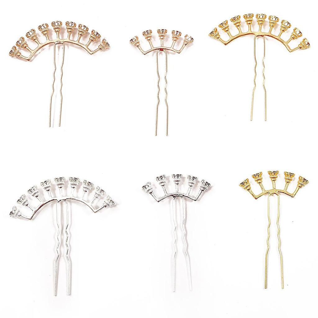 1Pcs Chinese Style Flower Receptacle Hairpin Alloy Accessories For Jewelry Component Making DIY Charm Decoration