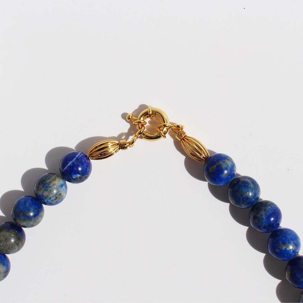 Collier de perles de lapis-lazuli naturel de qualité A: Chaîne Clavicule Cheongsam Style Chinois Rétro pour Femmes