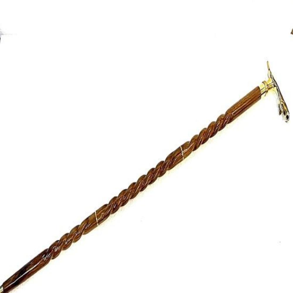 Wooden Walking Stick with Solid Brass Jaguar Head Handle – Handmade 93.98 Cm Cane Gift