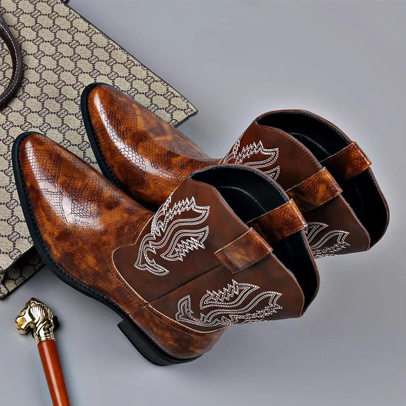 Fashion Autumn Winter Retro Knight Boots for Men Fashion Casual Leather Designer Luxury Shoes Male Big Size Solid Color Chelsea Boot Men