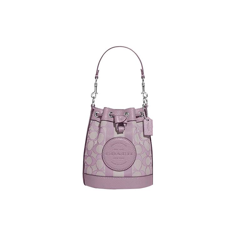 

Новая сумка-ведро COACH Dempsey из ткани с зернистой кожей, сумка на одно плечо, сумка через плечо мини женская сиренево-фиолетовая C8322-SVSOT 14.0*8.9*16.5CM