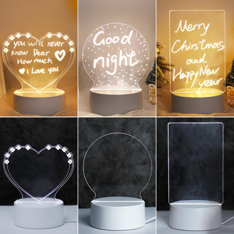 Note Board Creative USB Led Night Light Valentine's Day Gift Decor Nightlights Girlfriend Birthday Gift Wedding Decor Night Lamp