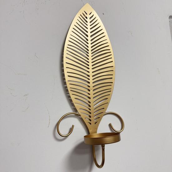 1/2Pcs Vintage Wall Sconces Candle Holder Hollow Feather Iron Art Tealight Candle Holder Living Room Bedroom Wall Decoration Candlestick