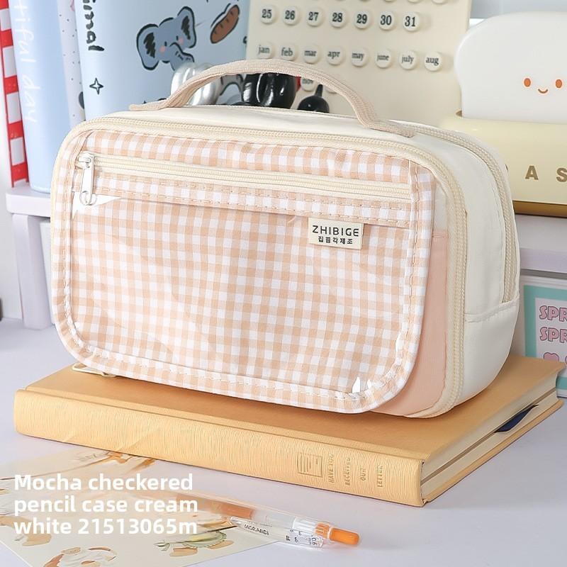 Multi Compartment Fabric Pen Bag With Magnetic Closure For Students And Office Use
