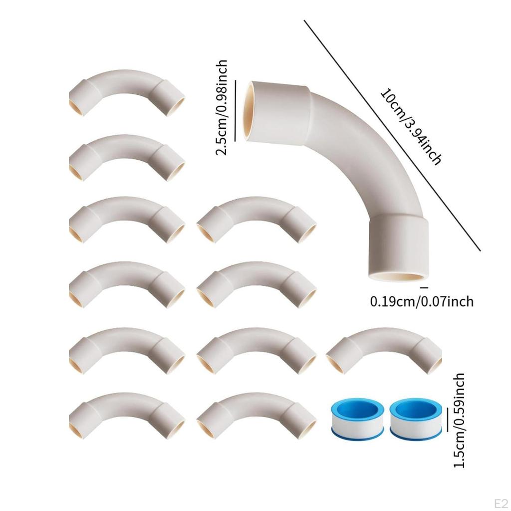 12 Pieces Elbow Conduit Fittings with 2 Seal Tapes Effective Heavy Duty Tube Corner Connectors for