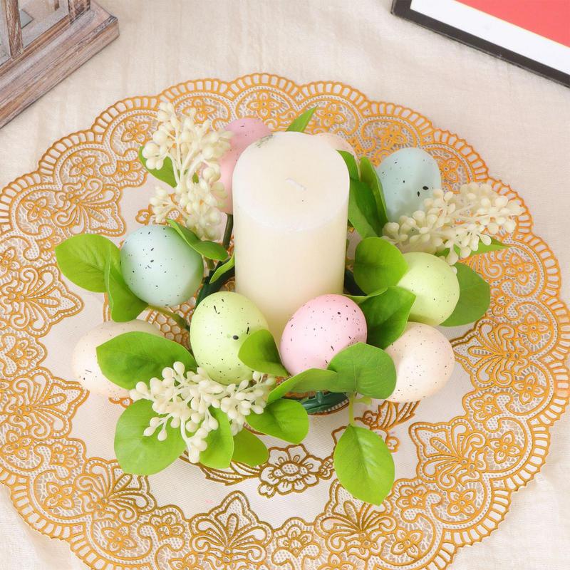 Candy Color Egg Candle Holder Flower Wreath Easter Party Decoration Desktop Home Centerpieces Table Arrangement Candles Wreath