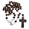 Cheap 6*7mm  Dark Brown Rosary Virgin Mary Rosaries Wooden Beads Religious Catholic Necklace Blank Cross Pendant in Stock