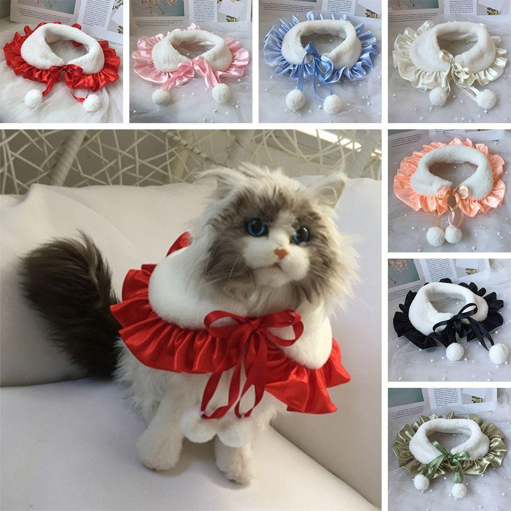 

Dog saliva towel Cat Necklace Pet Collar Dog Neckerchief Pet plush shawl Puppy String Bib Color 1