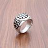 Punk 316L Stainless Steel Silver Color Black Epoxy Resin Cross Ring Classic Fashion Jewelry