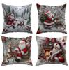 Weihnachts-Kissenbezug Bedruckt Weihnachtsmann Geschenk Feiertag Zuhause Kissen Kissenbezug