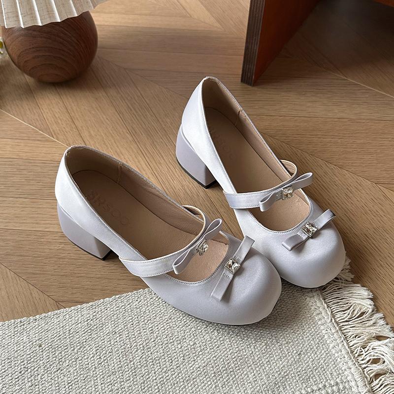 

Женские туфли Мэри Джейн на толстом каблуке, модные туфли-бабочки без застежек, весенне-осенние туфли-лодочки конфетного цвета 35 серый