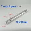 (Port To Port 45mm)30x30mm G1/2" In G1/4" Out 2-12 Way Aluminium Alloy Distributor Manifold Splitter Block Pneumatic Air Fitting