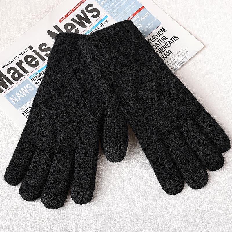 Winter Gloves Warm Plus Velvet Thickened Touch Screen Knitted Gloves for Women In Northeast Winter Riding Writing Cold Proof Gloves
