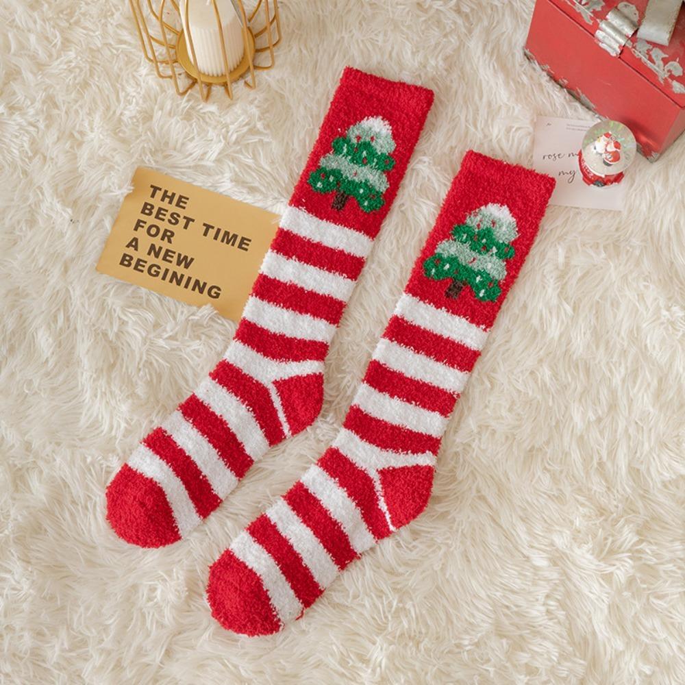 Soft Christmas Socks Plush Coral Fleece Socks Winter Warm Thicken Floor Socks  For Women
