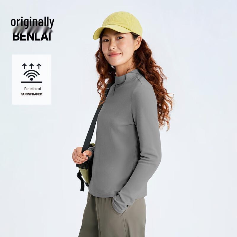 Benlai Women's Far-Infrared Mock Neck Slim-Fit Long-Sleeve T-Shirt BNM450035