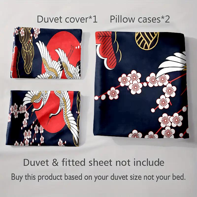 Cranes Cherry Blossoms. Bedding Duvet Cover Sets Duvet Covers Pillowcases Gifts (1 * Duvet Cover 2 * Pillowcases, Without Duvet Insert)